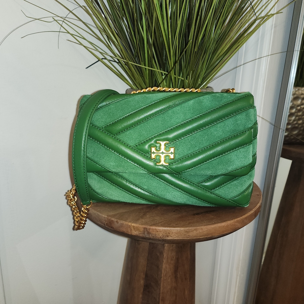 Green Quilted Tory Burch Shoulder/ Crossbody Bag